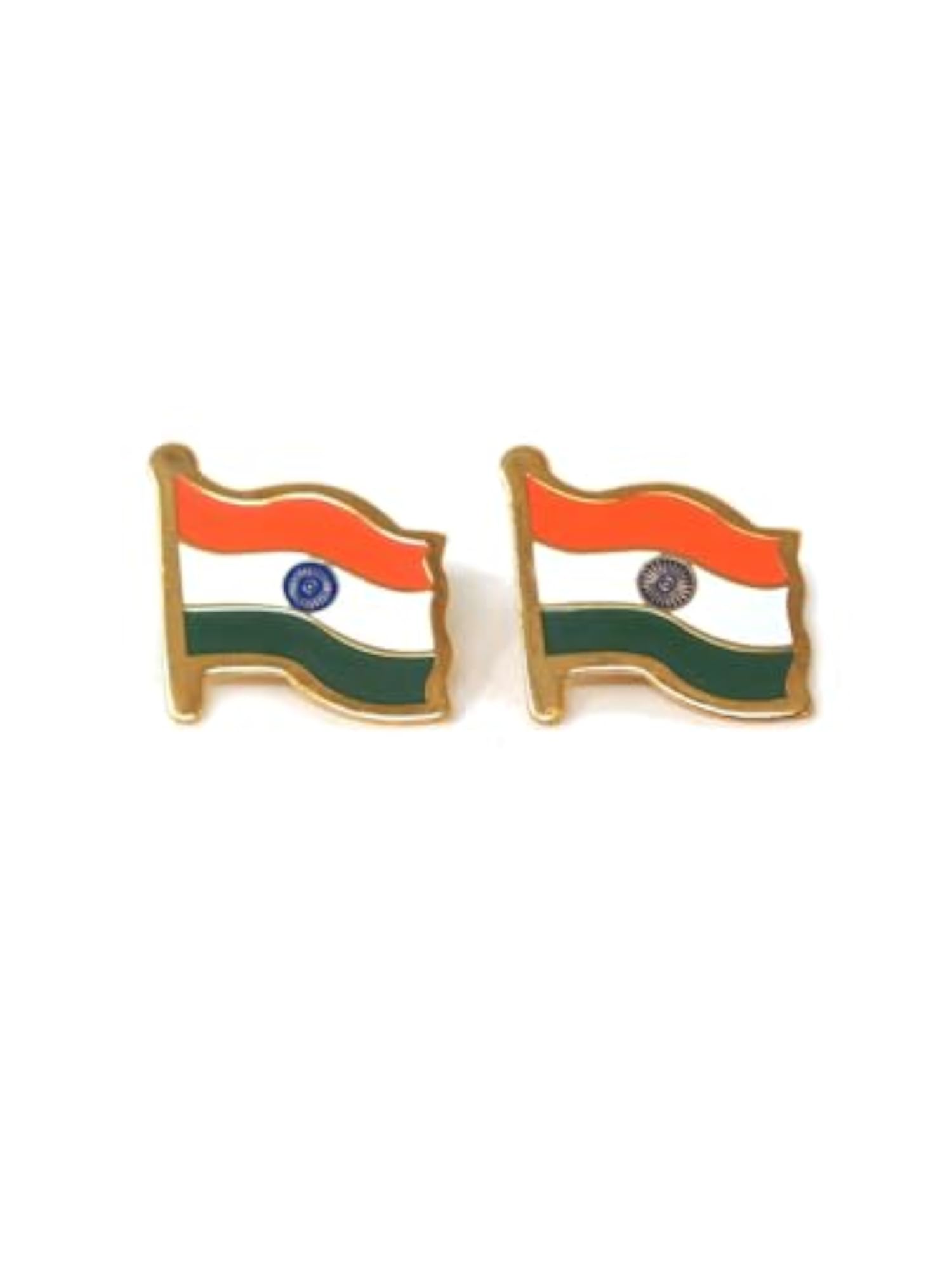 Brass Metal Indian National Flag Badge with Pin, Brooch